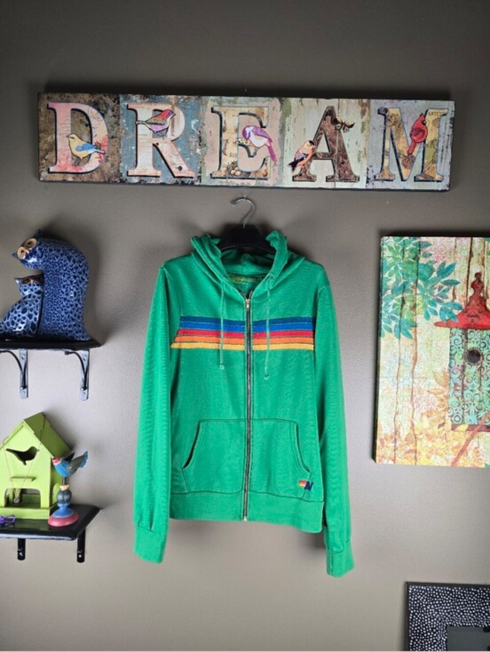 Aviator Nation 5 Stripe Green Sweatshirt XL